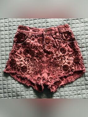 Free People Embroidered Burgundy Shorts 🍷